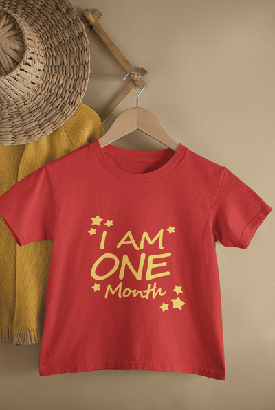 I Am One Month Half Sleeves T-Shirt For Girls -FunkyTeesClub