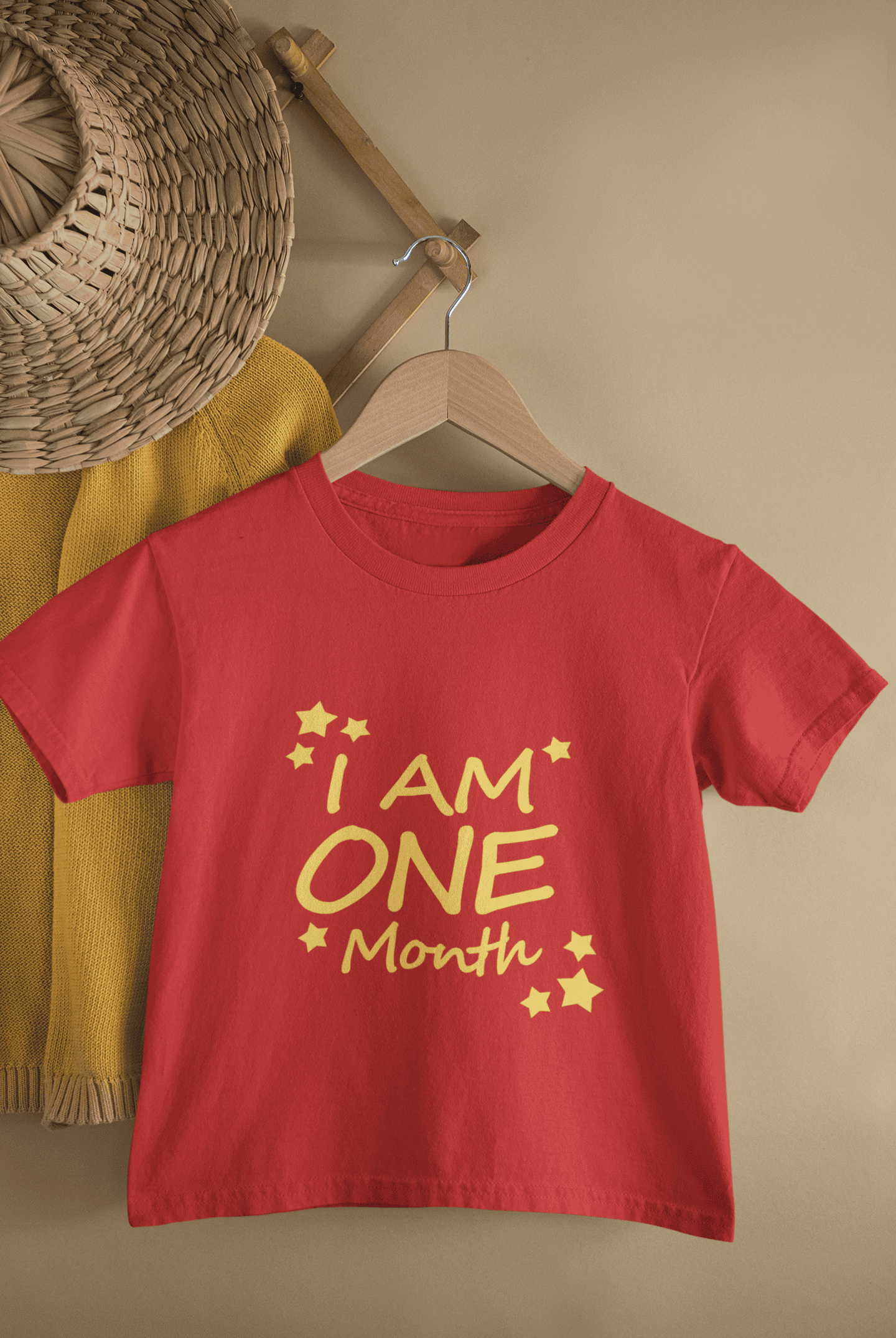 I Am One Month Half Sleeves T-Shirt for Boys -FunkyTeesClub