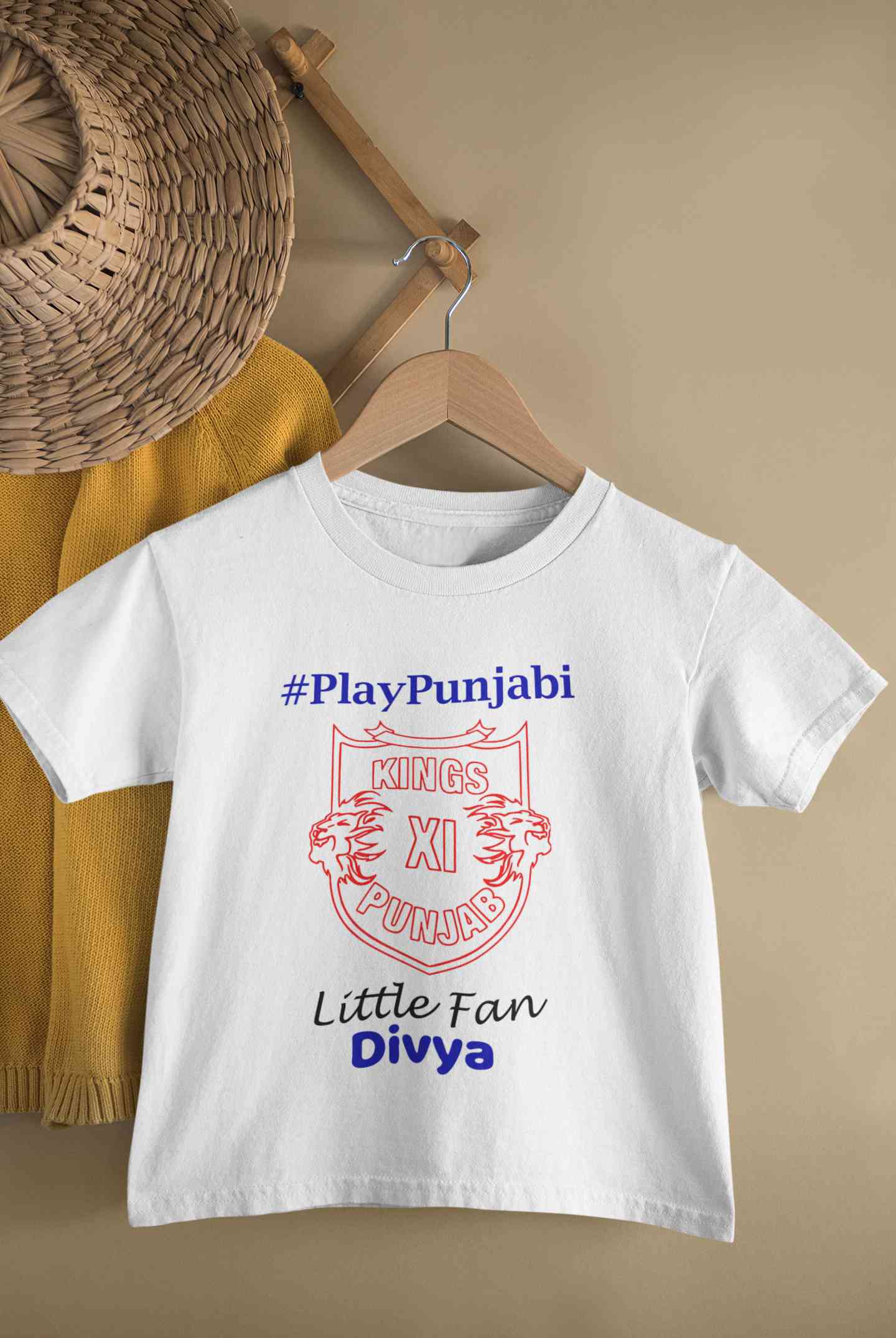 Custom Name IPL PBKS Punjab Kings PlayPunjabi Kings Eleven Punjab Half Sleeves T-Shirt For Girls -FunkyTeesClub