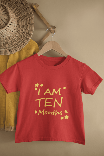 I Am Ten Months Half Sleeves T-Shirt for Boys -FunkyTeesClub