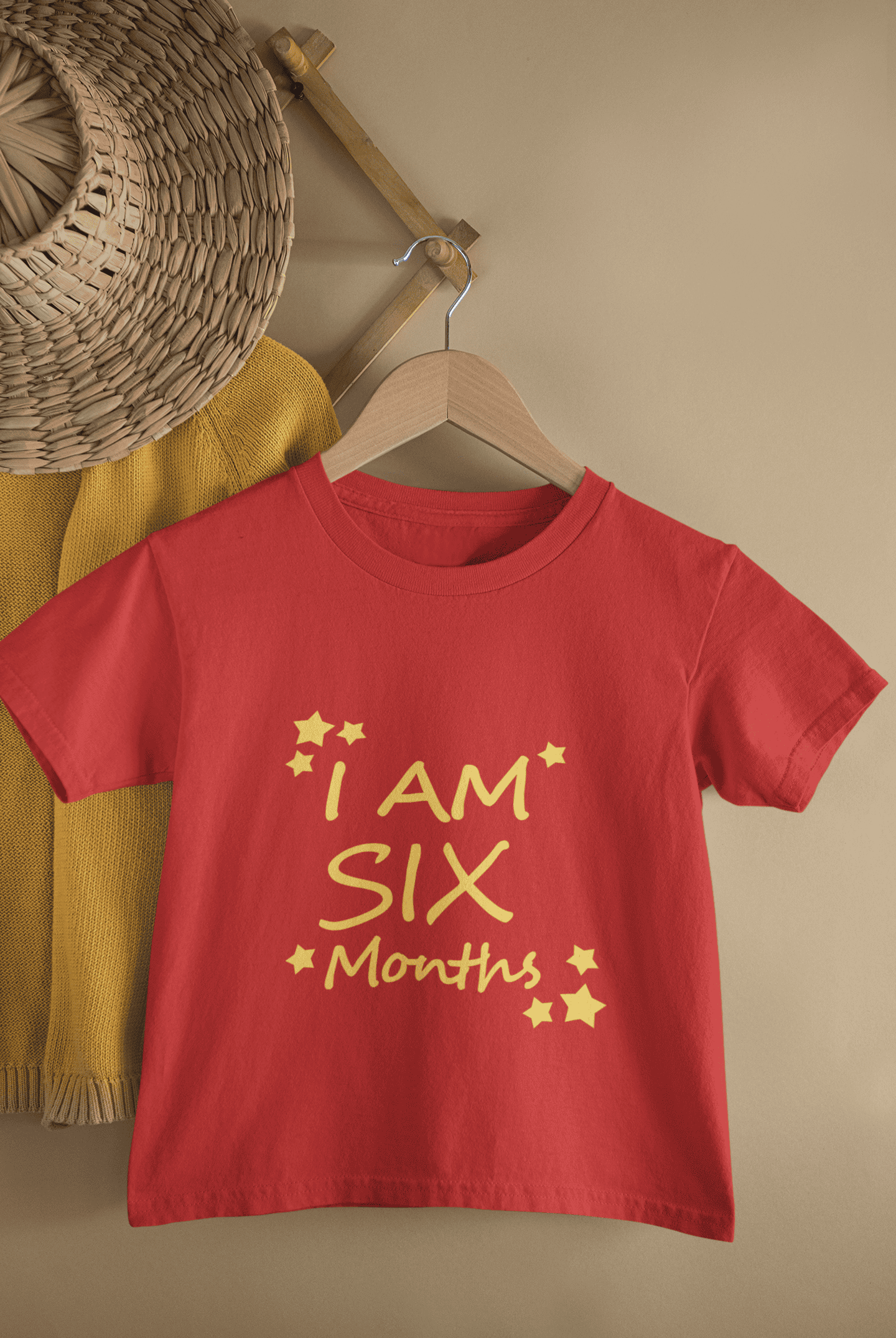 I Am Six Months Half Sleeves T-Shirt for Boys -FunkyTeesClub