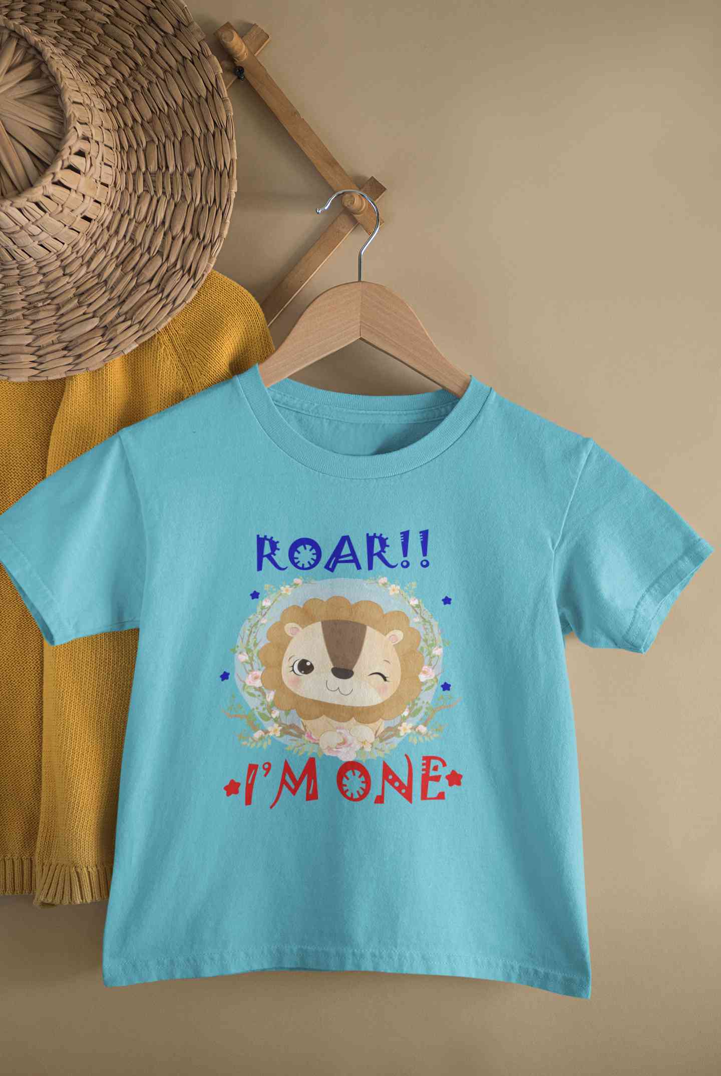 Roar I Am One First Birthday Half Sleeves T-Shirt for Boy-FunkyTeesClub