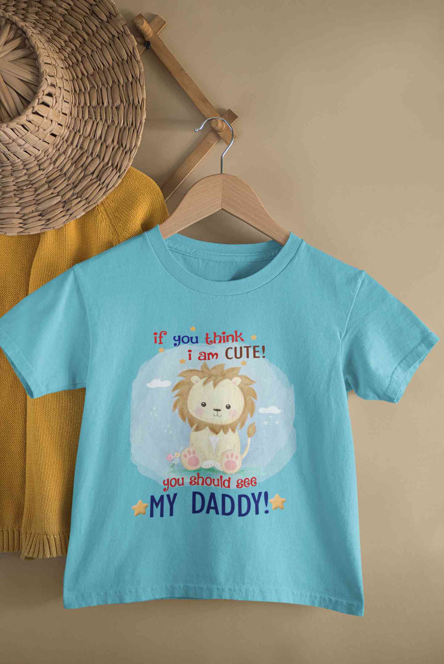 If You Think I Am Cute You Should See My Daddy Fathers Day Half Sleeves T-Shirt for Boy-FunkyTeesClub