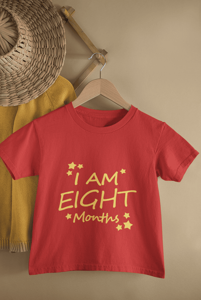 I Am Eight Months Half Sleeves T-Shirt for Boys -FunkyTeesClub