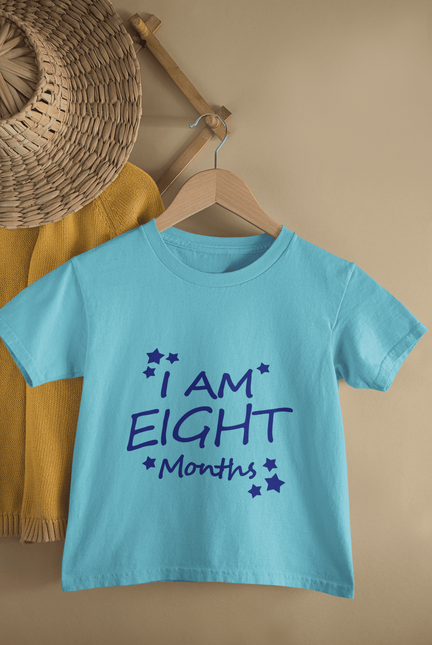 I Am Eight Months Half Sleeves T-Shirt for Boys -FunkyTeesClub