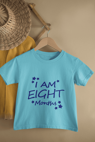 I Am Eight Months Half Sleeves T-Shirt for Boys -FunkyTeesClub