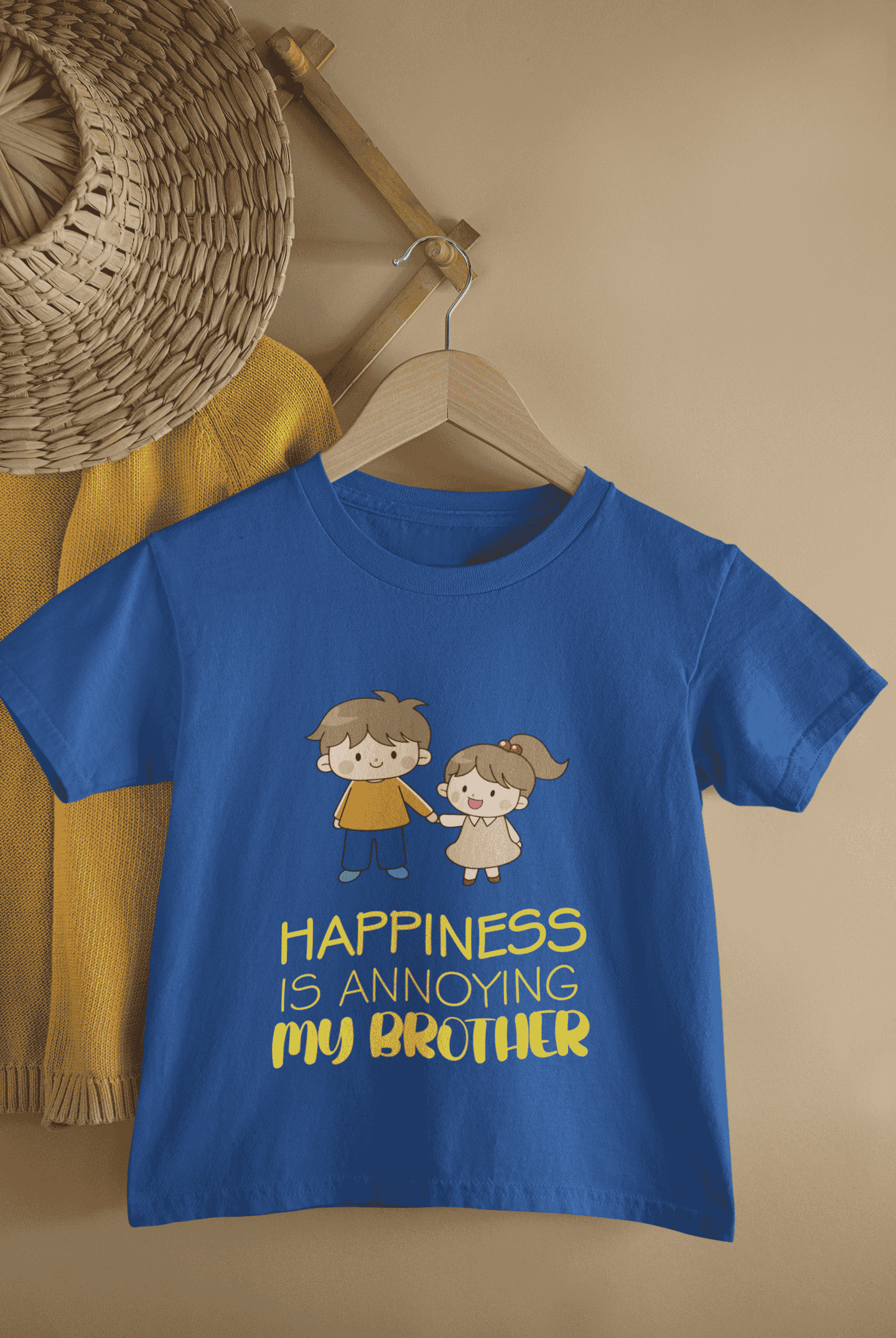 Happiness Is Annoying My Brother Rakshabandhan Half Sleeves T-Shirt For Girls -FunkyTeesClub