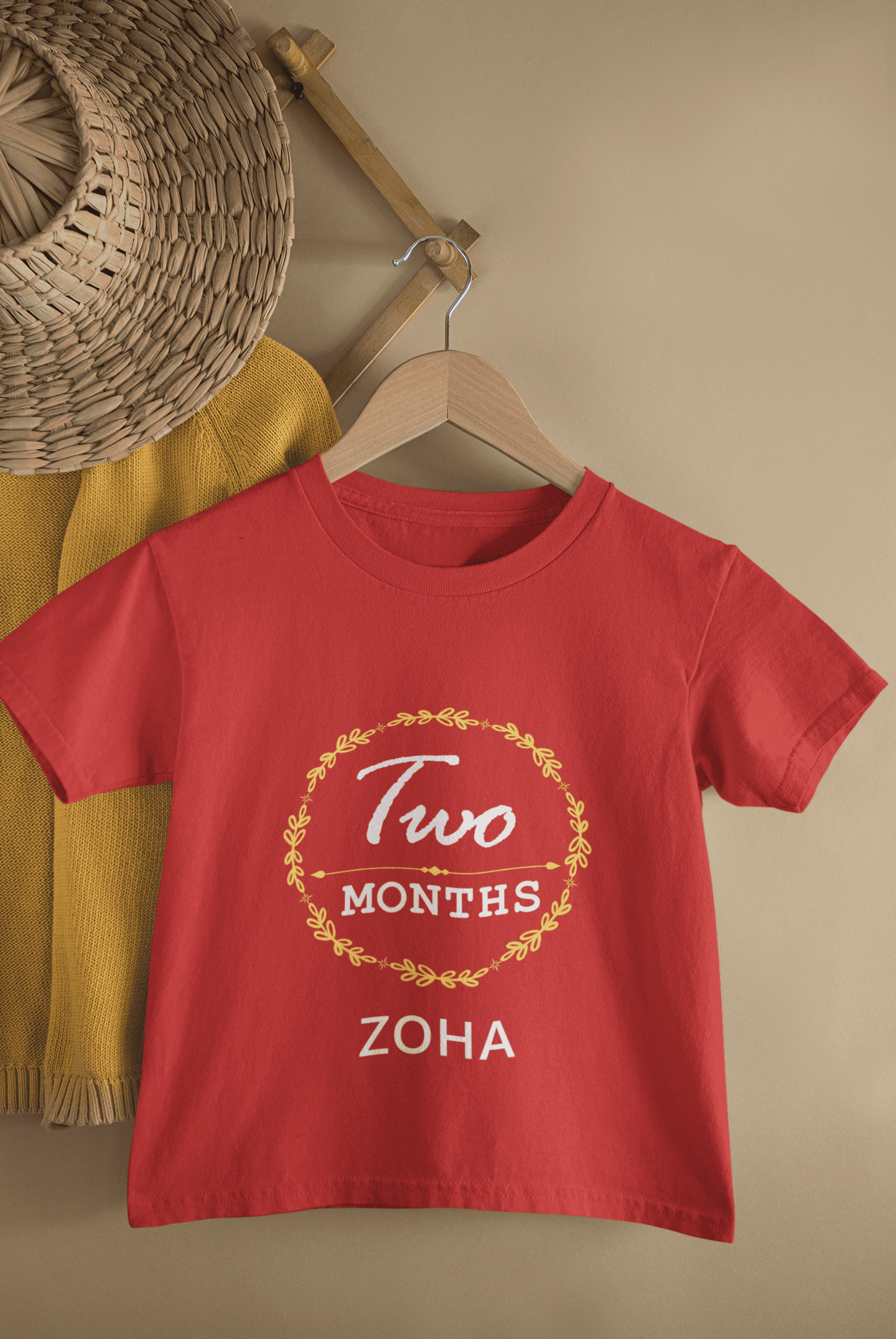 Custom Name Two Month Birthday Half Sleeves T-Shirt For Girls -FunkyTeesClub