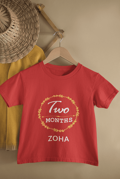 Custom Name Two Month Birthday Half Sleeves T-Shirt For Girls -FunkyTeesClub