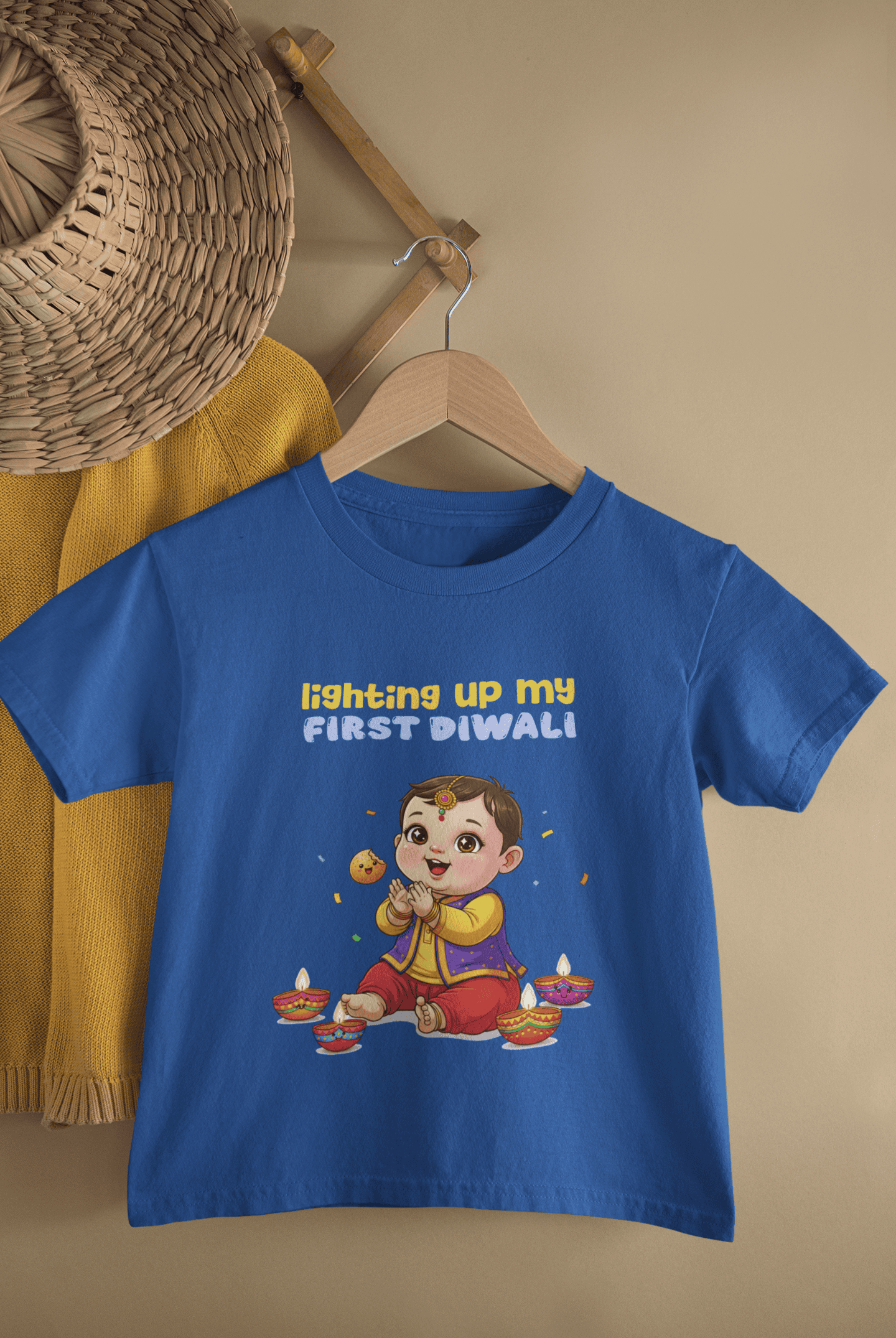 Lighting Up My First Diwali Half Sleeves T-Shirt for Boys -FunkyTeesClub