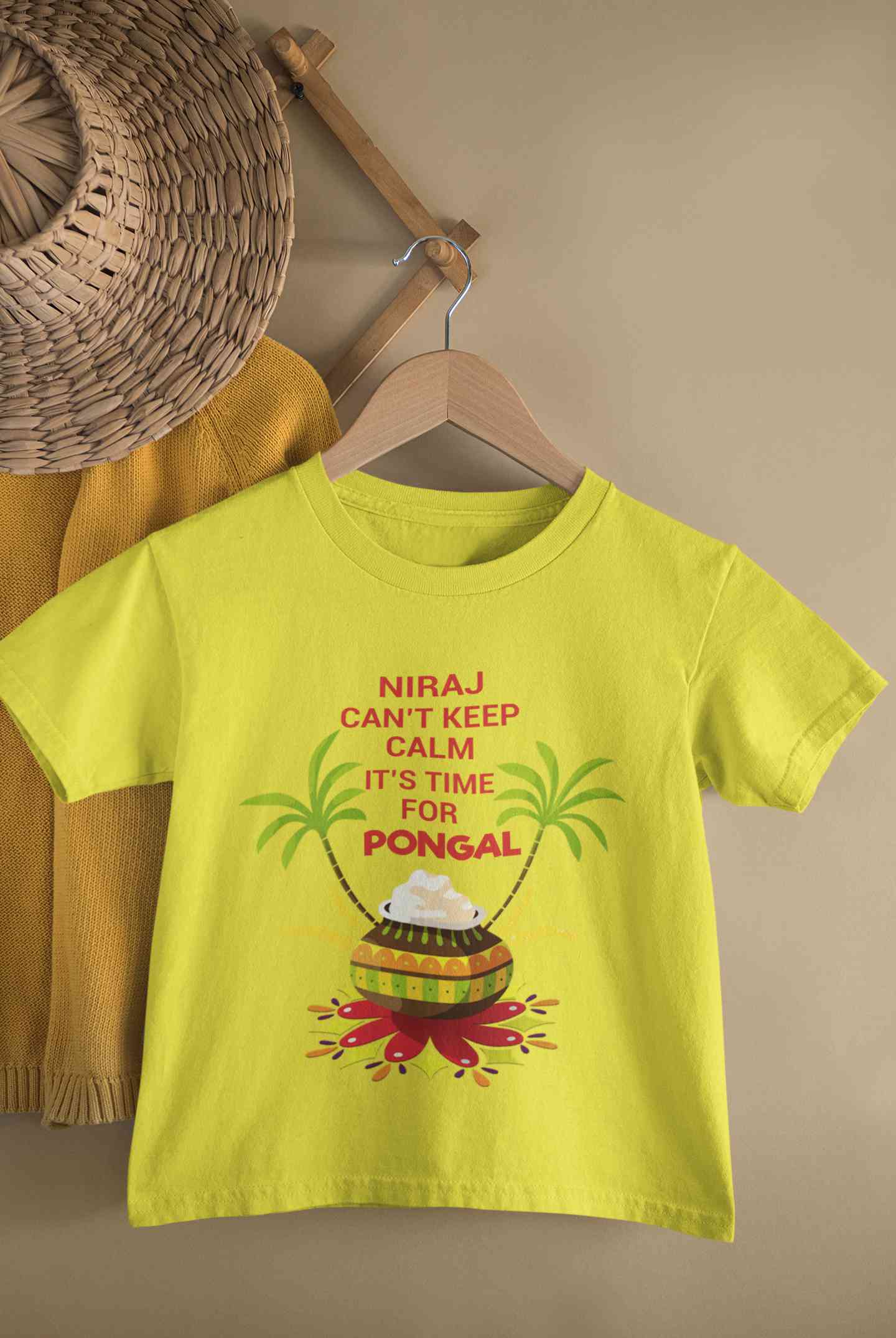 Custom Name Cant Keep Calm Its Time For Pongal Half Sleeves T-Shirt for Boy-FunkyTeesClub