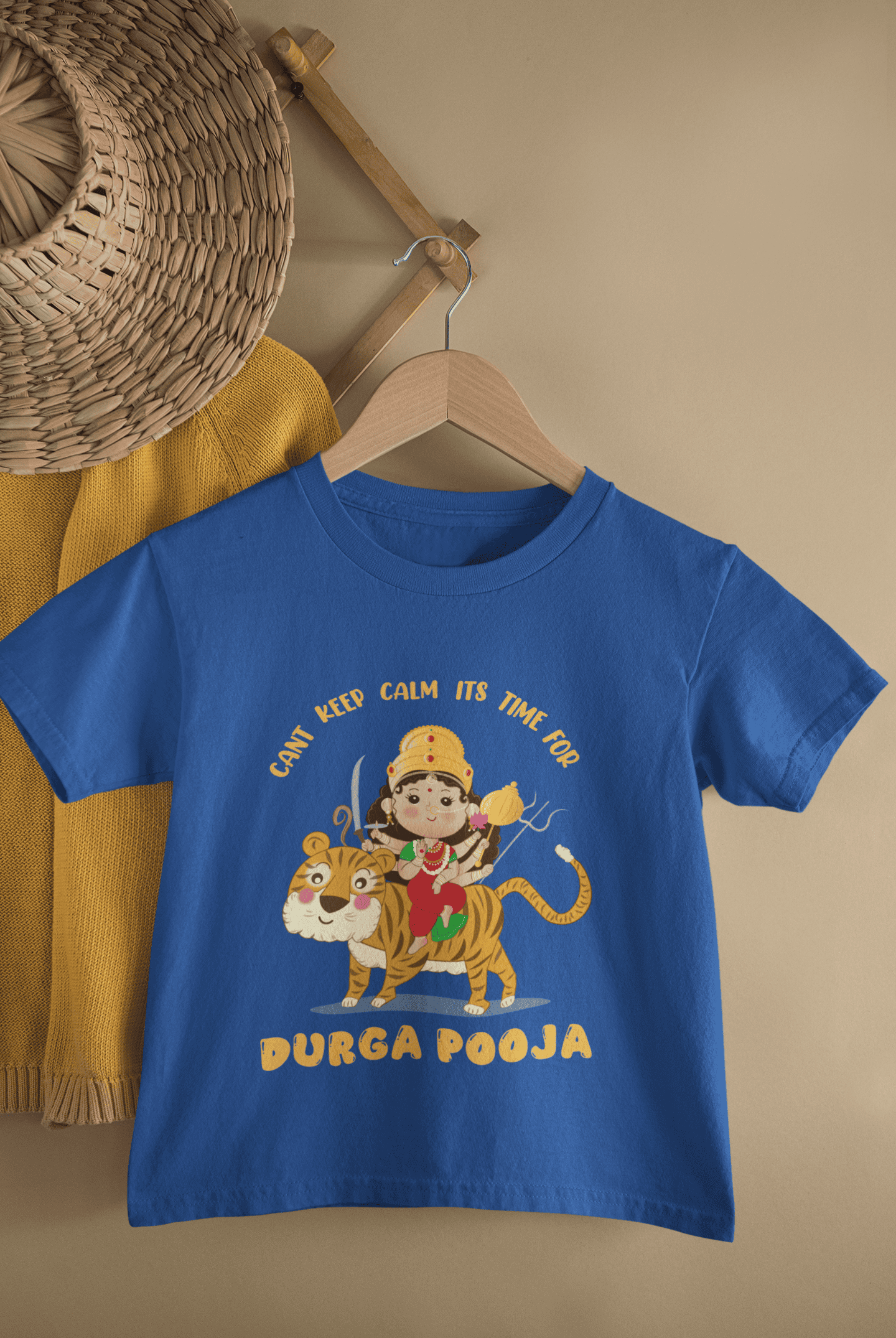 It's Time For Durga Pooja Navratri Half Sleeves T-Shirt For Girls -FunkyTeesClub