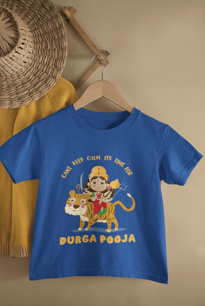 It's Time For Durga Pooja Navratri Half Sleeves T-Shirt For Girls -FunkyTeesClub
