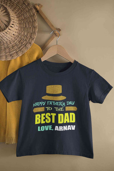 Custom Name Happy Fathers Day To The Best Dad Half Sleeves T-Shirt for Boy-FunkyTeesClub