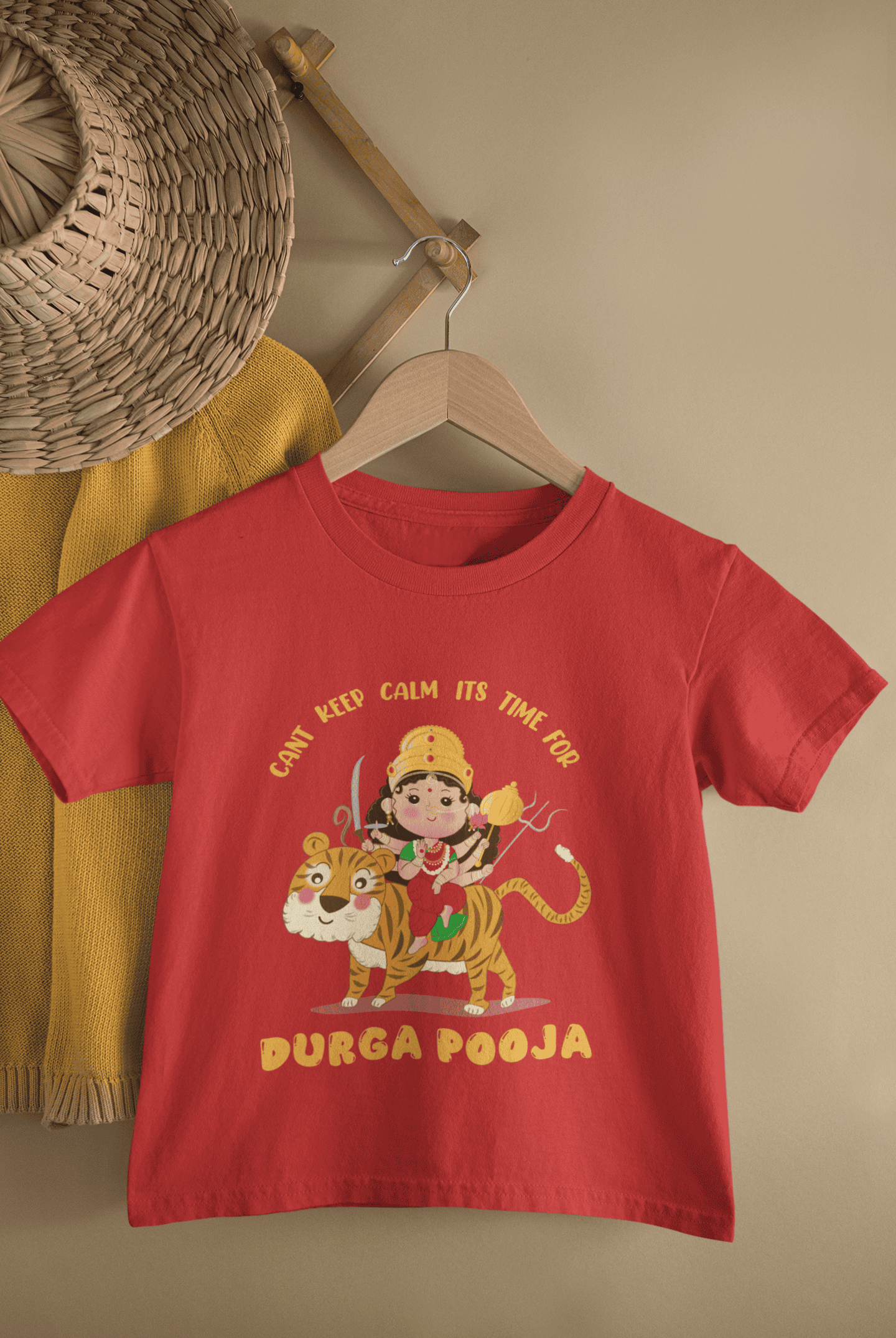 It's Time For Durga Pooja Navratri Half Sleeves T-Shirt For Girls -FunkyTeesClub