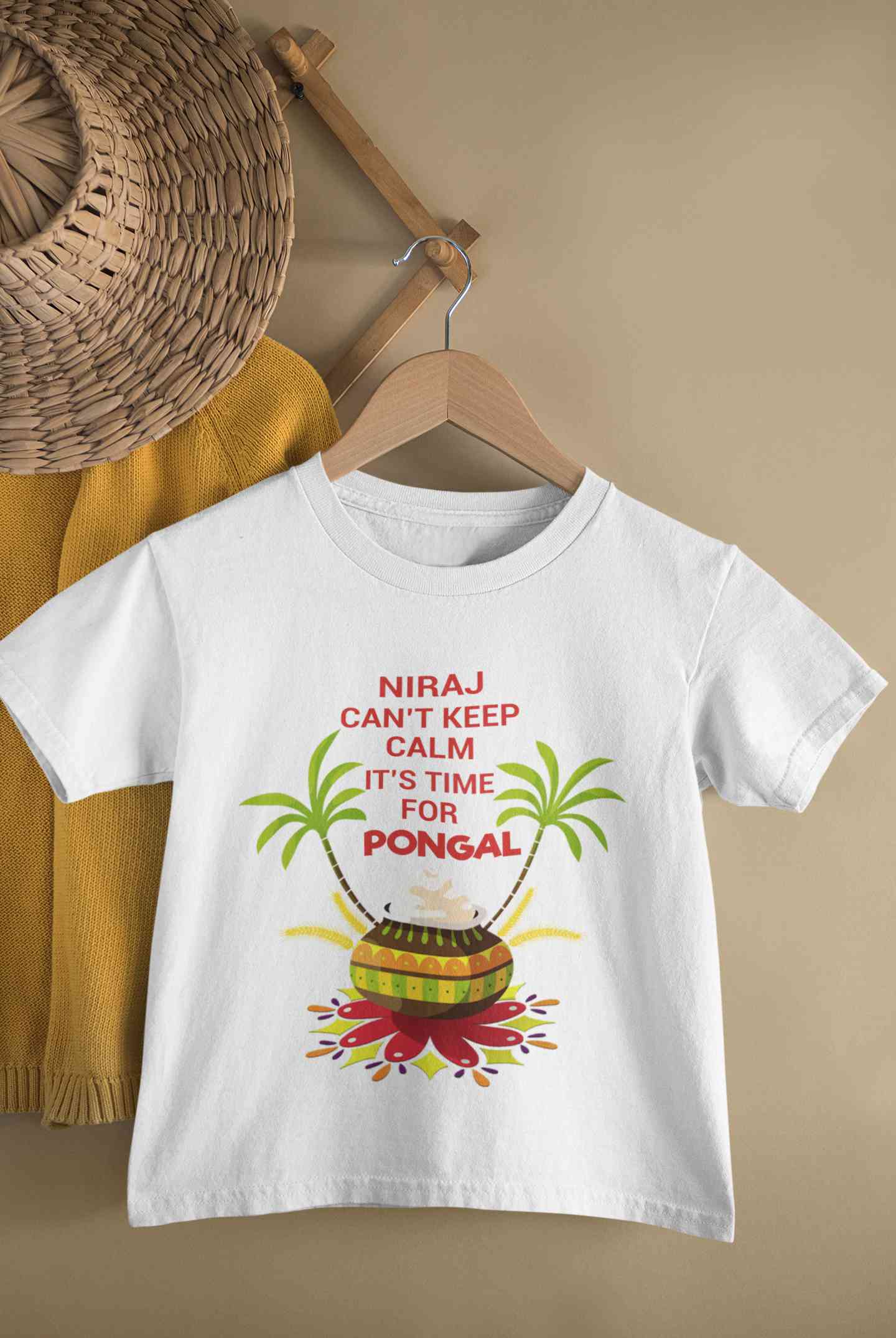 Custom Name Cant Keep Calm Its Time For Pongal Half Sleeves T-Shirt for Boy-FunkyTeesClub