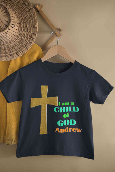 Custom Name Child Of God Baptism Christening Day Half Sleeves T-Shirt For Girls -FunkyTeesClub