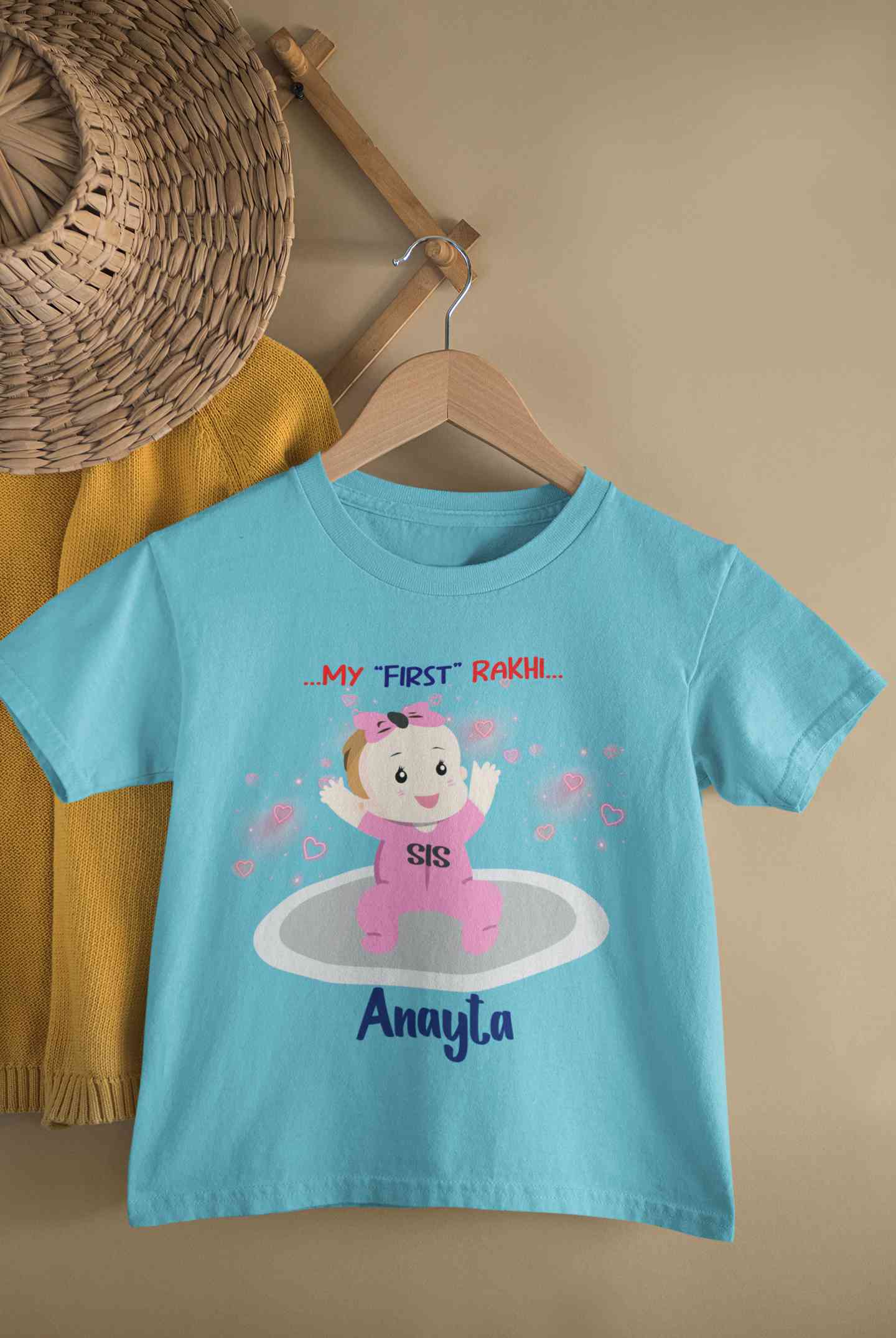 Custom Name My First Rakhi Dress Half Sleeves T-Shirt For Girls -FunkyTeesClub