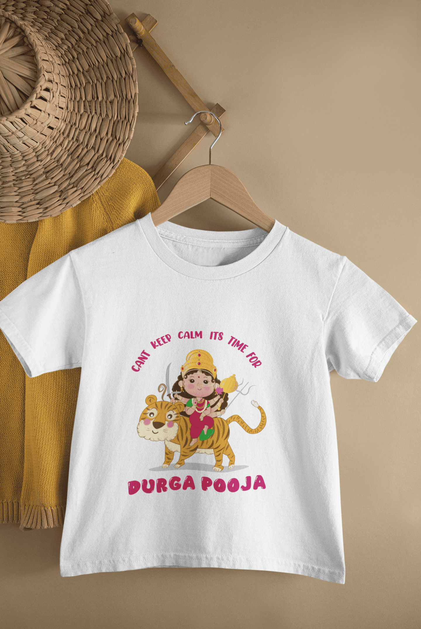 It's Time For Durga Pooja Navratri Half Sleeves T-Shirt For Girls -FunkyTeesClub