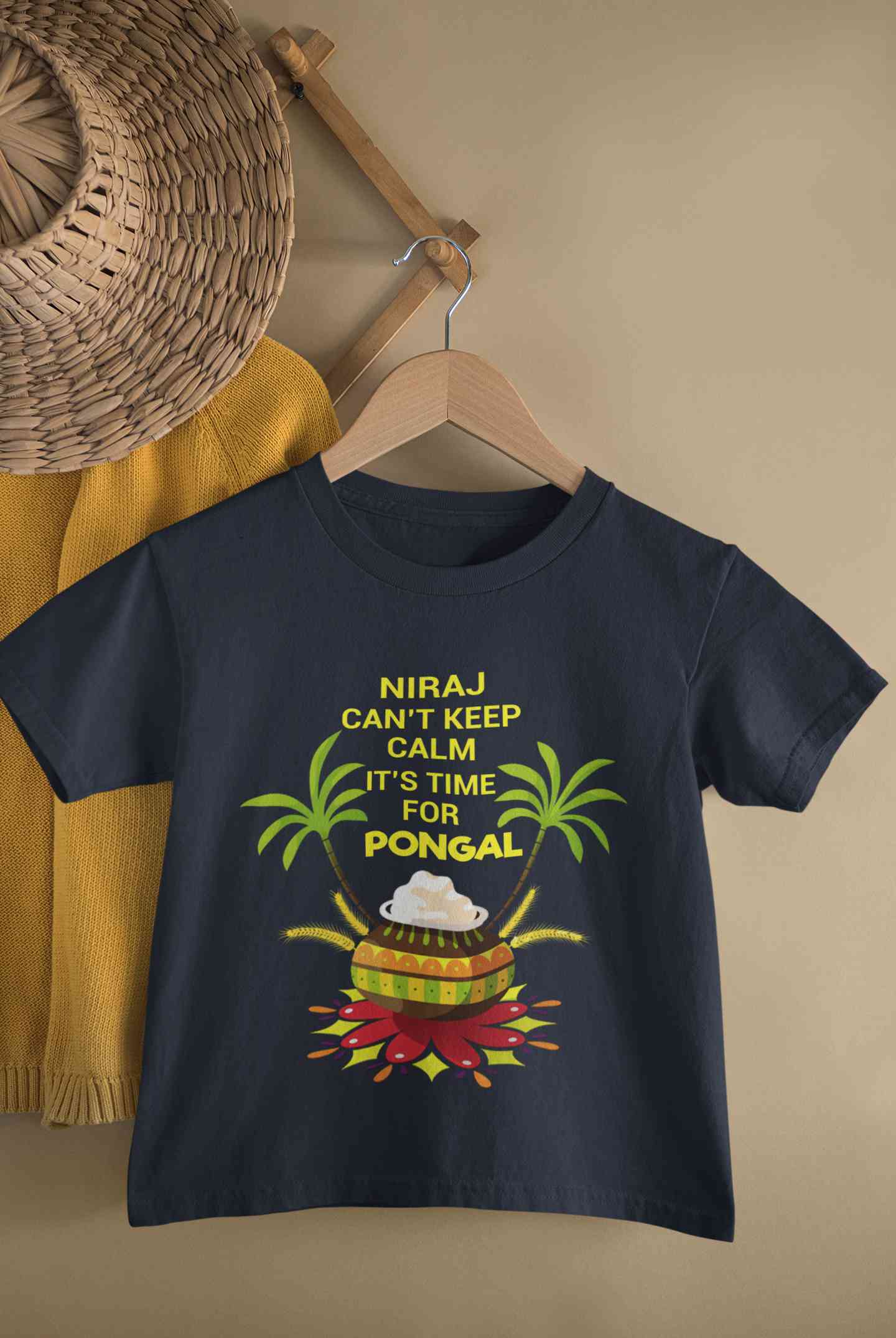 Custom Name Cant Keep Calm Its Time For Pongal Half Sleeves T-Shirt for Boy-FunkyTeesClub