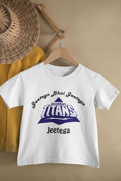 IPL Gujarat Titans Jeetega Bhai Jeetega GT Jeetega Half Sleeves T-Shirt for Boy-FunkyTeesClub