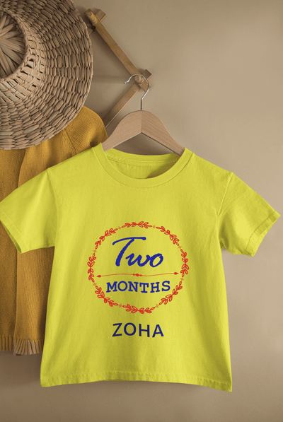 Custom Name Two Month Birthday Half Sleeves T-Shirt For Girls -FunkyTeesClub