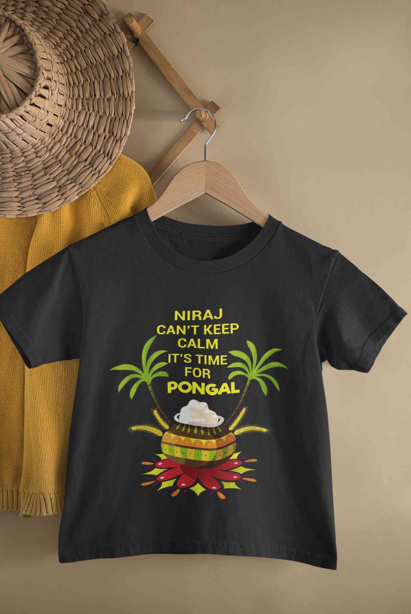 Custom Name Cant Keep Calm Its Time For Pongal Half Sleeves T-Shirt for Boy-FunkyTeesClub
