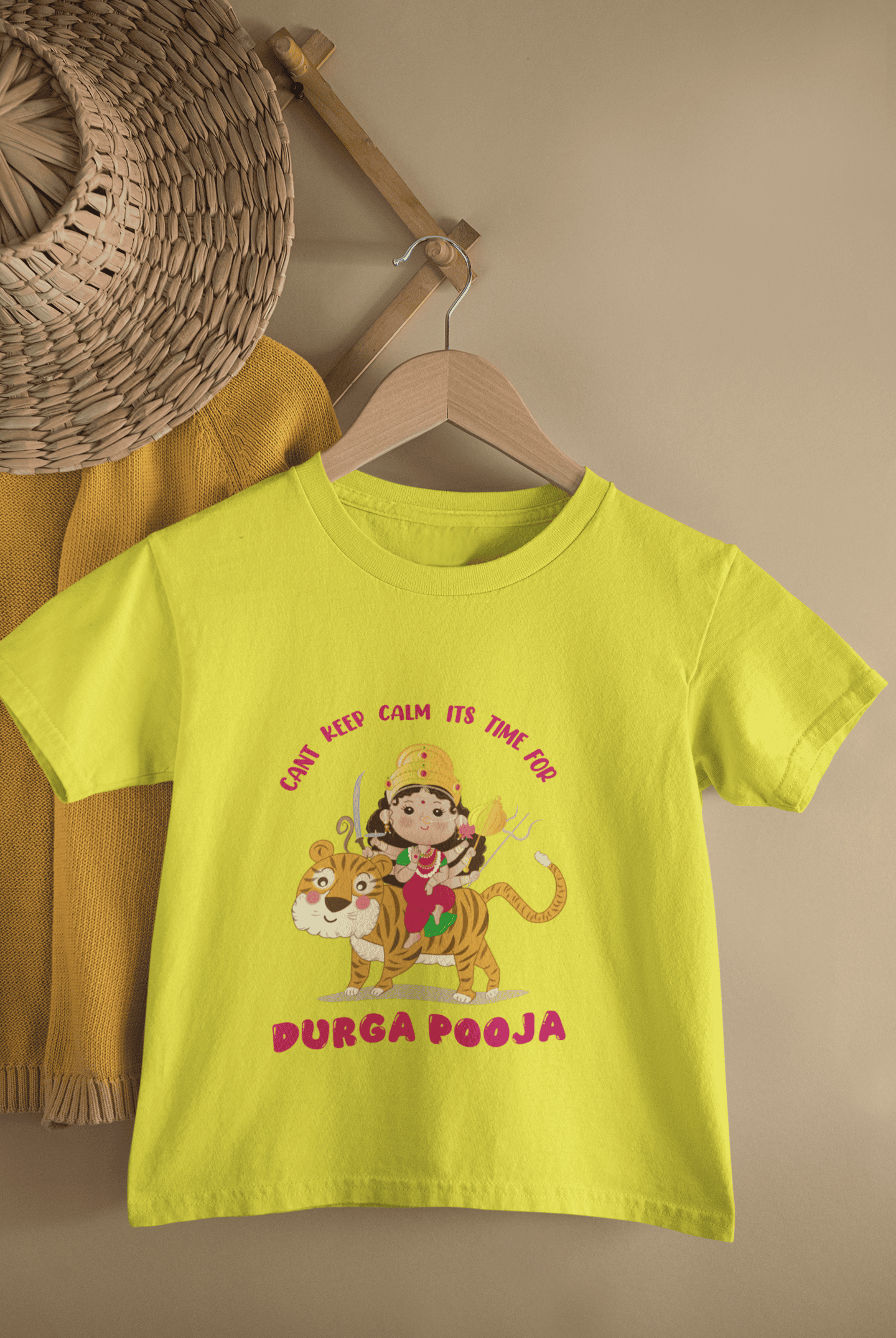 It's Time For Durga Pooja Navratri Half Sleeves T-Shirt For Girls -FunkyTeesClub