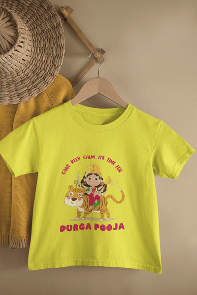 It's Time For Durga Pooja Navratri Half Sleeves T-Shirt For Girls -FunkyTeesClub
