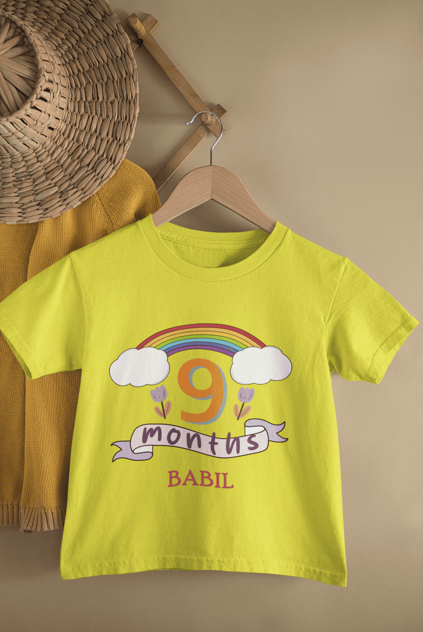 Custom Name Ninth Month Birthday Half Sleeves T-Shirt for Boys -FunkyTeesClub