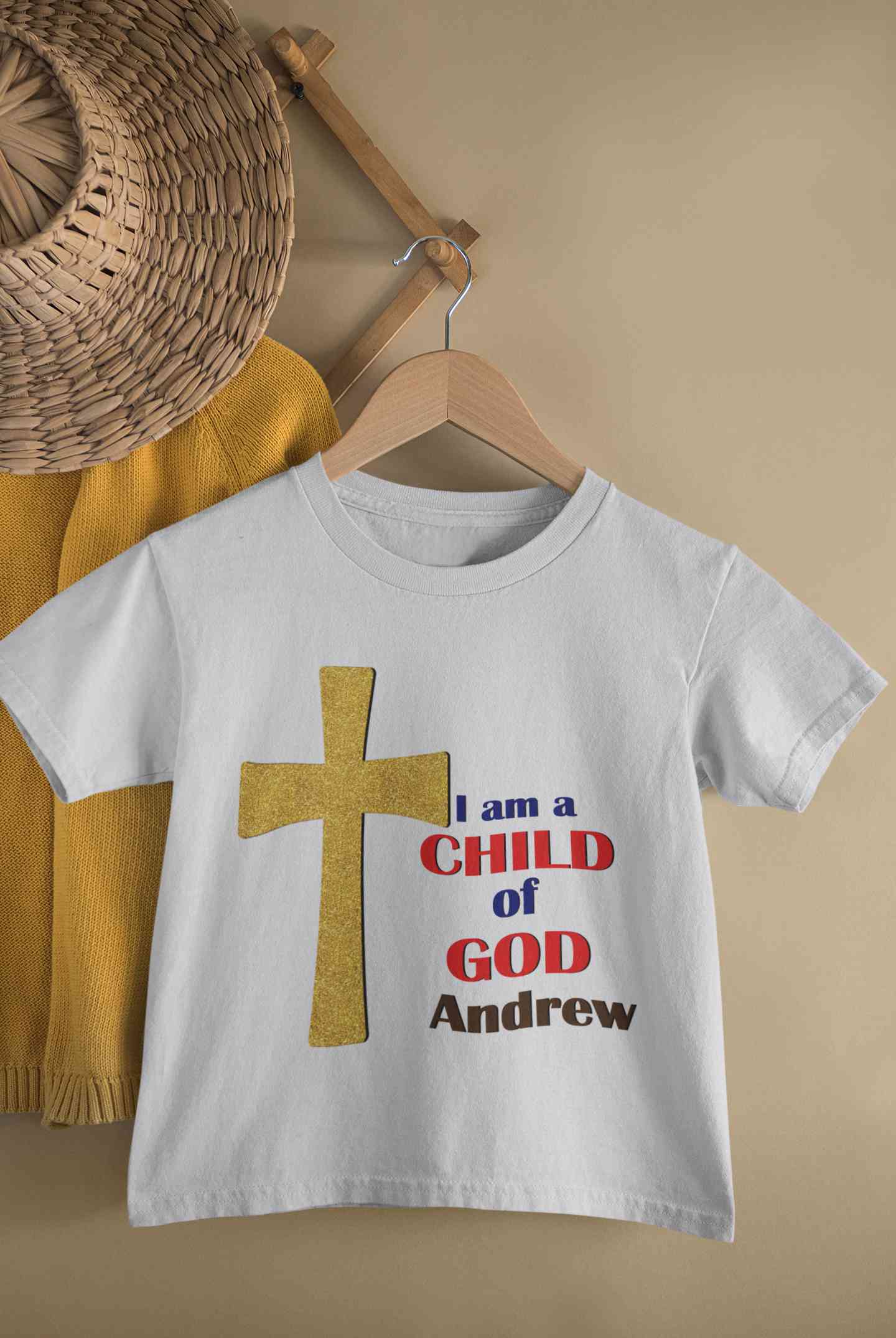 Custom Name Child Of God Baptism Christening Day Half Sleeves T-Shirt for Boy-FunkyTeesClub