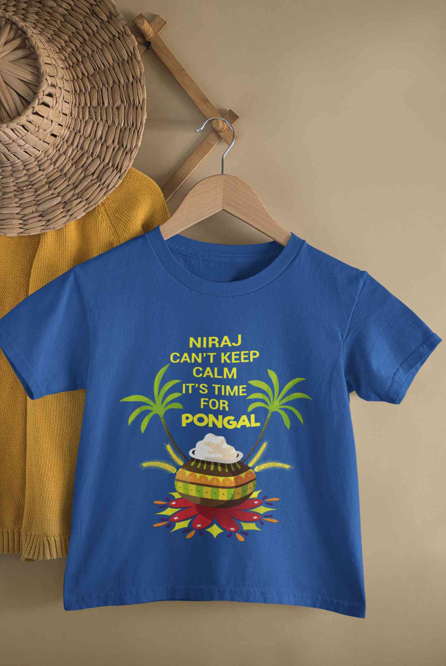 Custom Name Cant Keep Calm Its Time For Pongal Half Sleeves T-Shirt for Boy-FunkyTeesClub