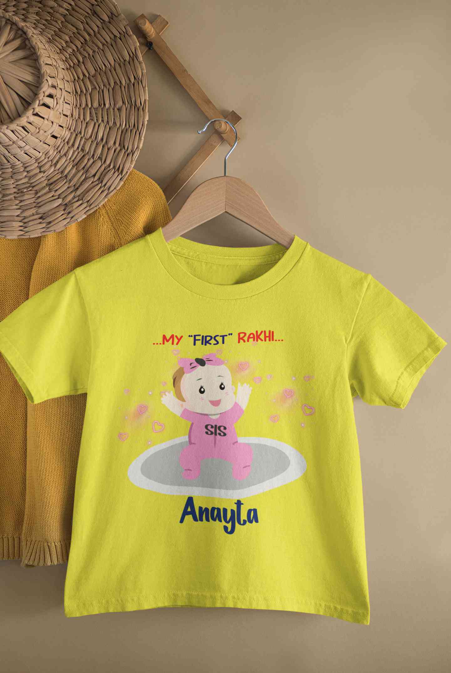 Custom Name My First Rakhi Dress Half Sleeves T-Shirt For Girls -FunkyTeesClub