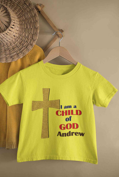Custom Name Child Of God Baptism Christening Day Half Sleeves T-Shirt for Boy-FunkyTeesClub