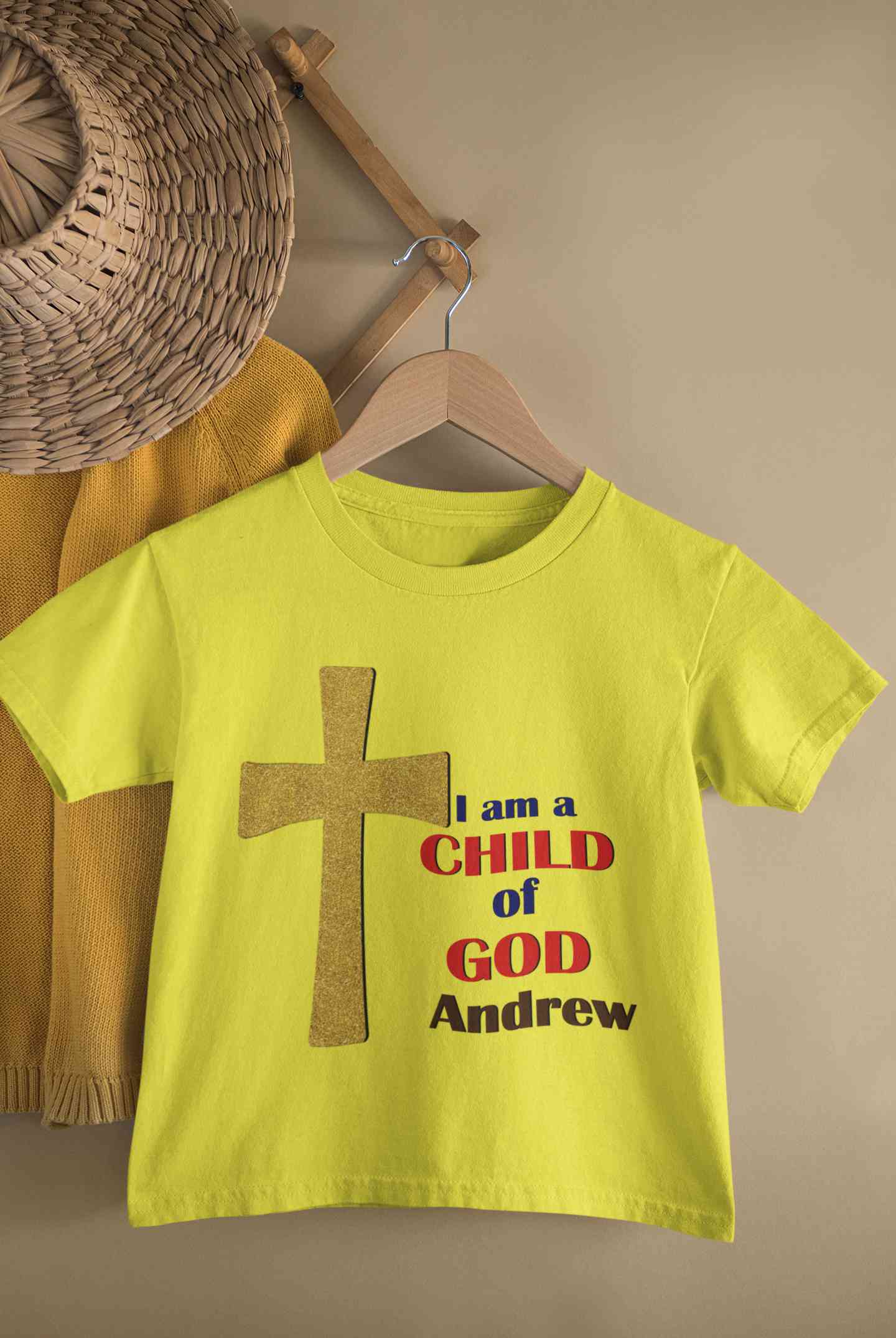 Custom Name Child Of God Baptism Christening Day Half Sleeves T-Shirt For Girls -FunkyTeesClub