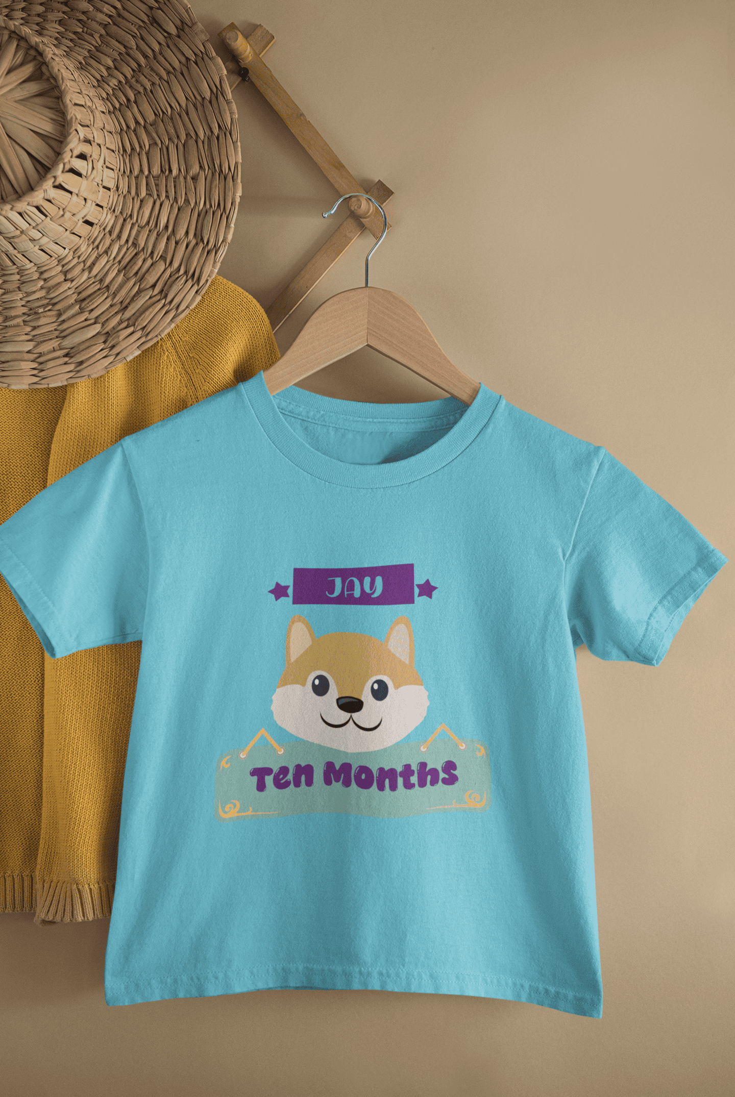 Custom Name Tenth Month Birthday Cute Half Sleeves T-Shirt for Boys -FunkyTeesClub