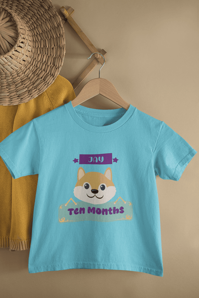 Custom Name Tenth Month Birthday Cute Half Sleeves T-Shirt for Boys -FunkyTeesClub