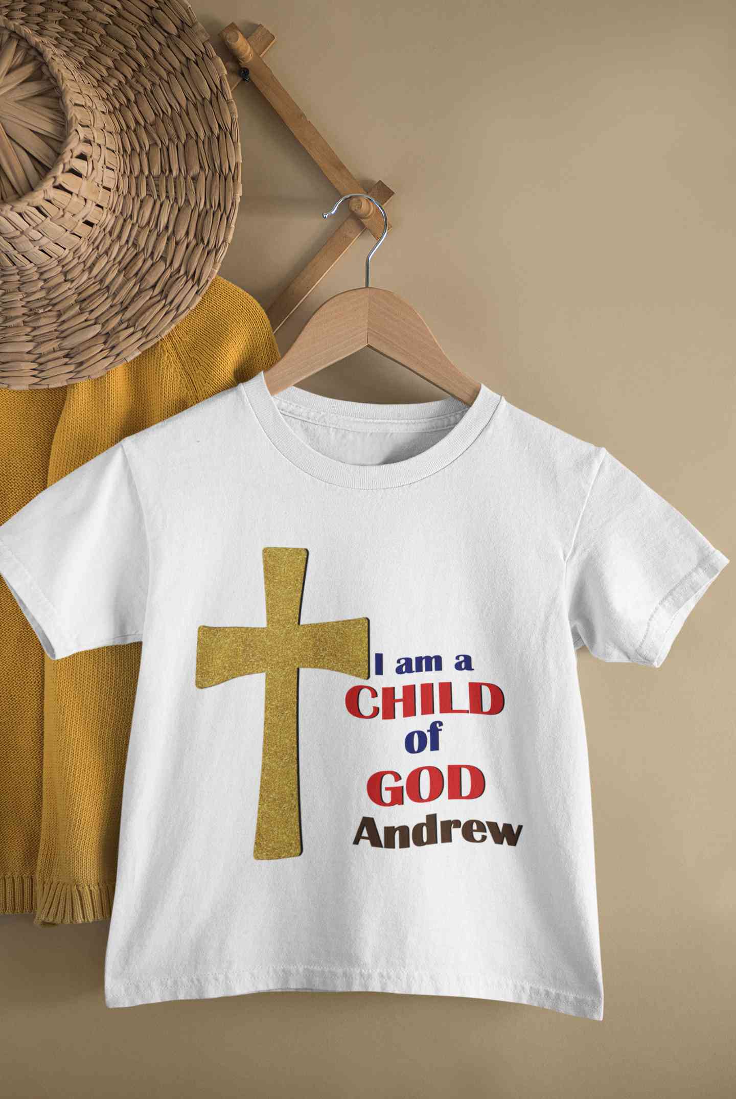 Custom Name Child Of God Baptism Christening Day Half Sleeves T-Shirt For Girls -FunkyTeesClub