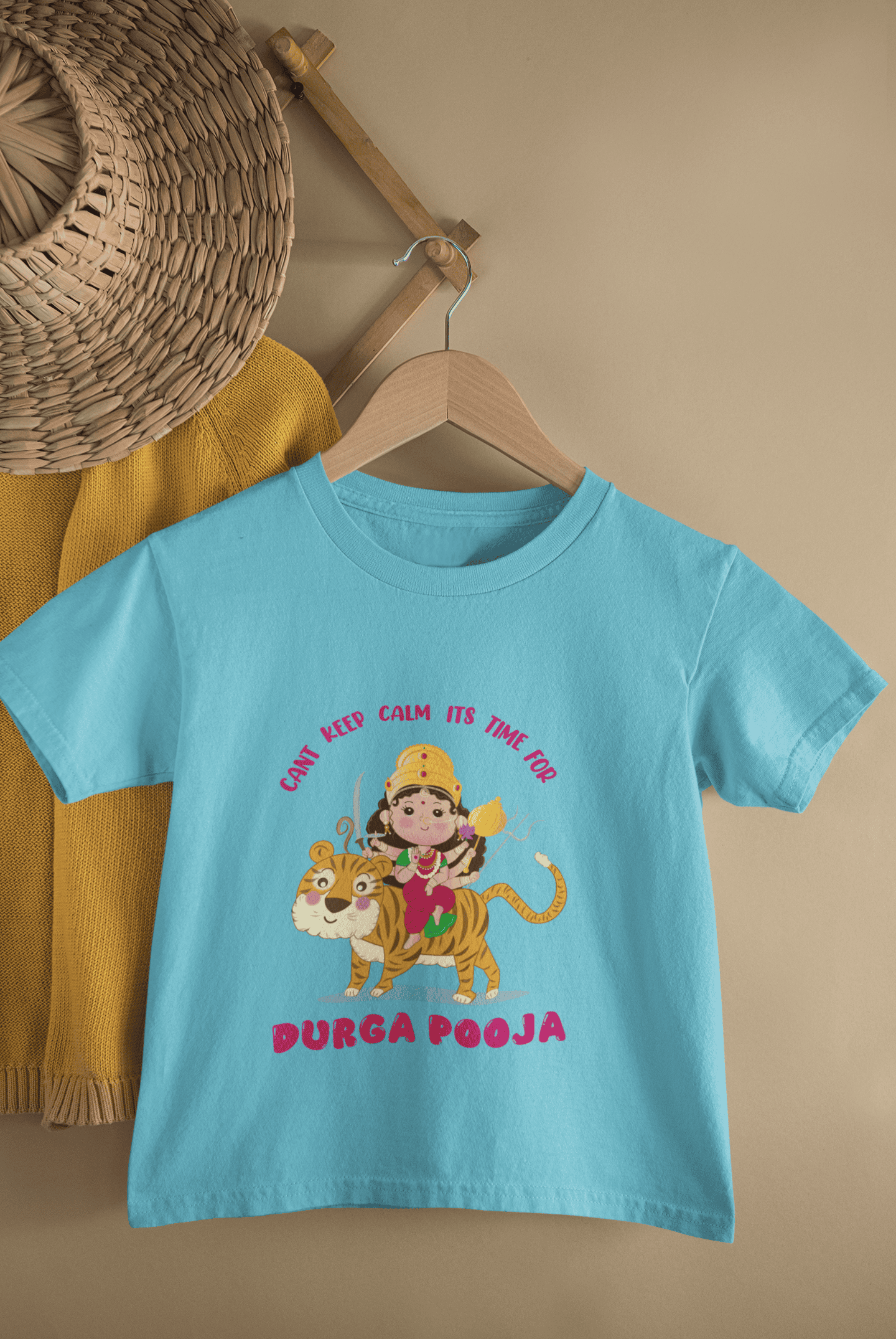 It's Time For Durga Pooja Navratri Half Sleeves T-Shirt For Girls -FunkyTeesClub