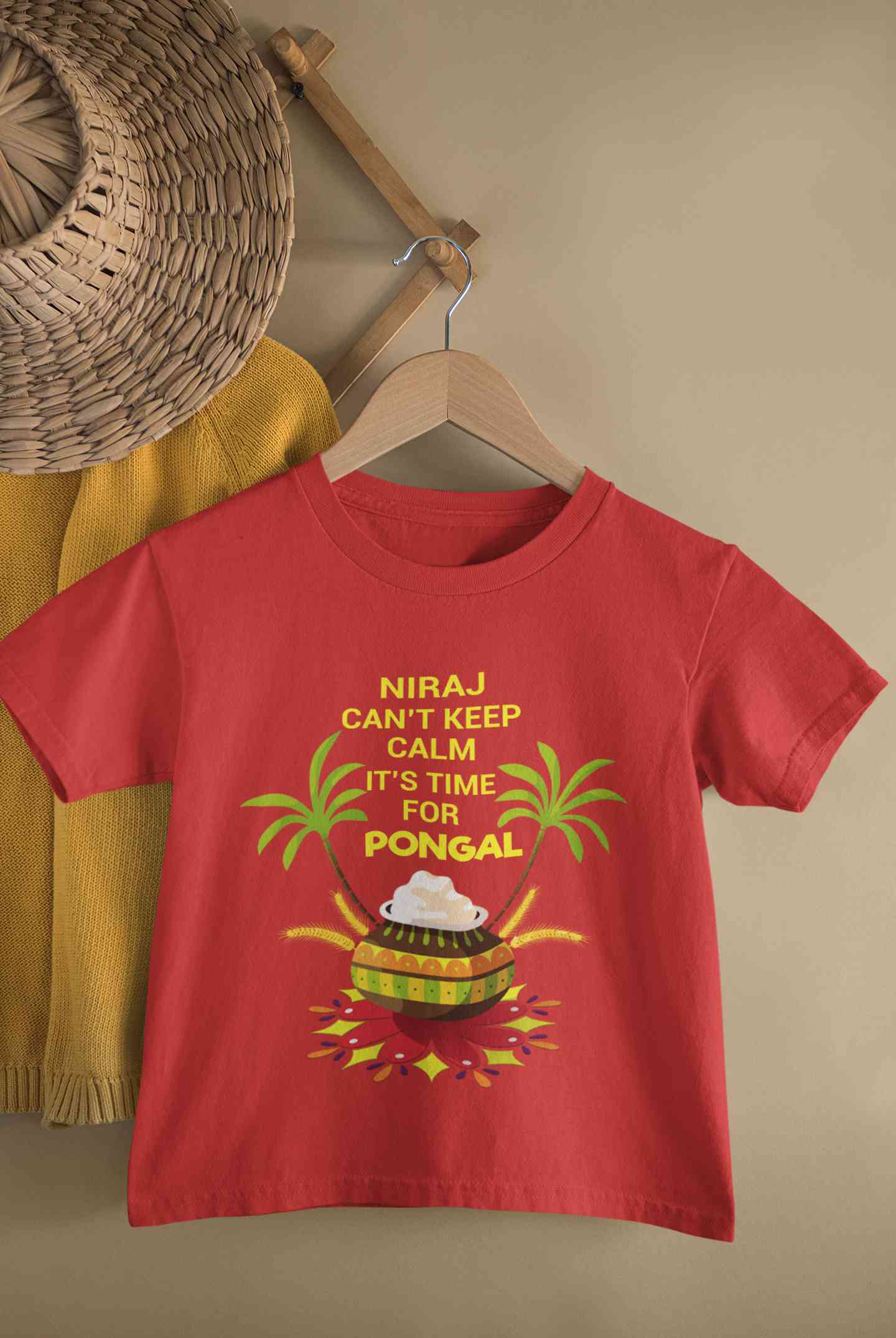Custom Name Cant Keep Calm Its Time For Pongal Half Sleeves T-Shirt for Boy-FunkyTeesClub