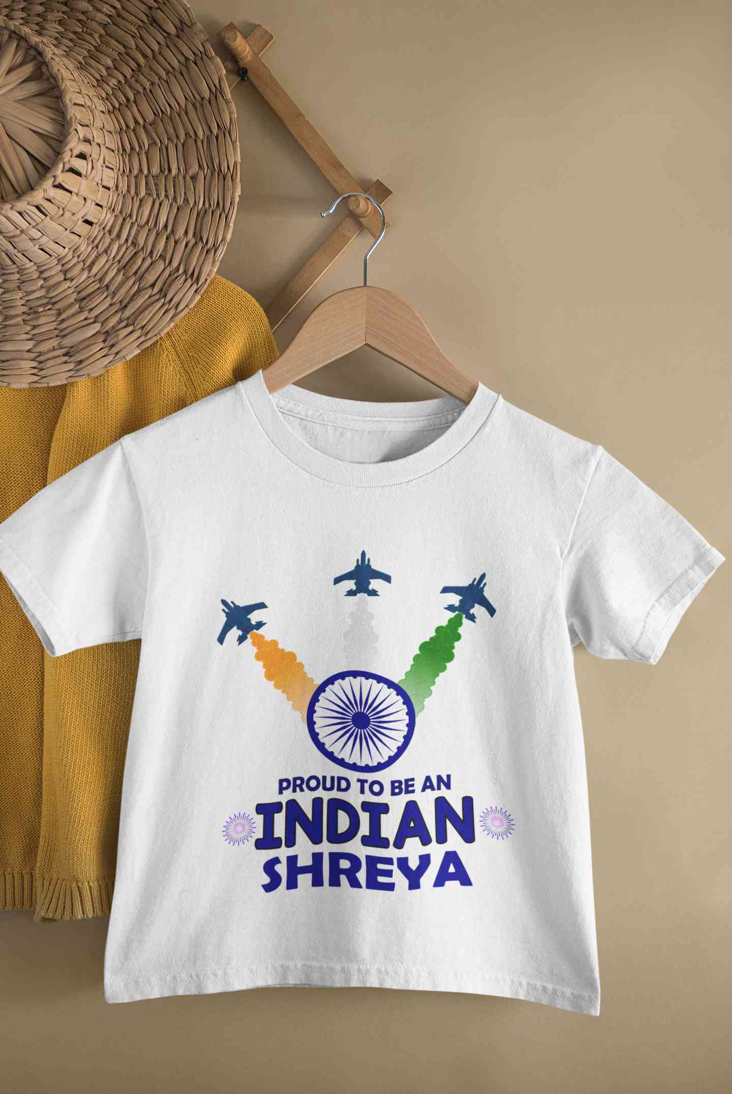 Custom Name Proud To Be An Indian Independence Day Half Sleeves T-Shirt For Girls -FunkyTeesClub