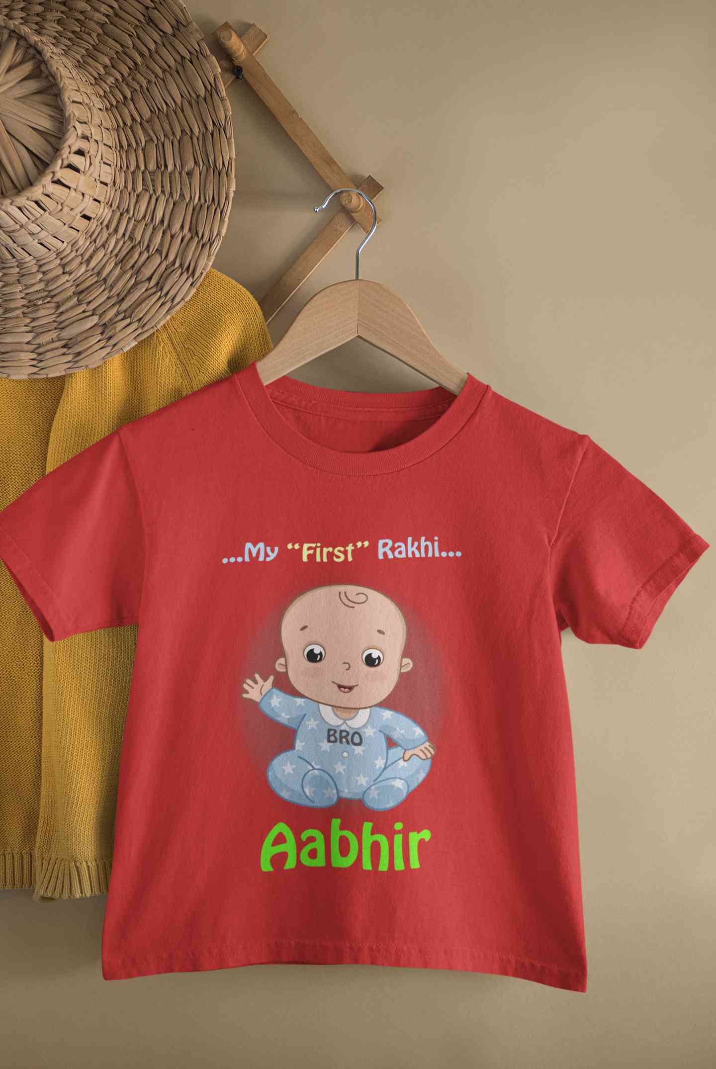 Custom Name My First Rakhi Half Sleeves T-Shirt for Boy-FunkyTeesClub