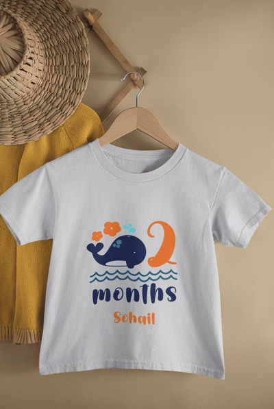 Custom Name Second Month Birthday Half Sleeves T-Shirt for Boys -FunkyTeesClub