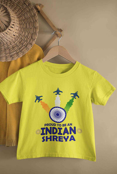 Custom Name Proud To Be An Indian Independence Day Half Sleeves T-Shirt For Girls -FunkyTeesClub