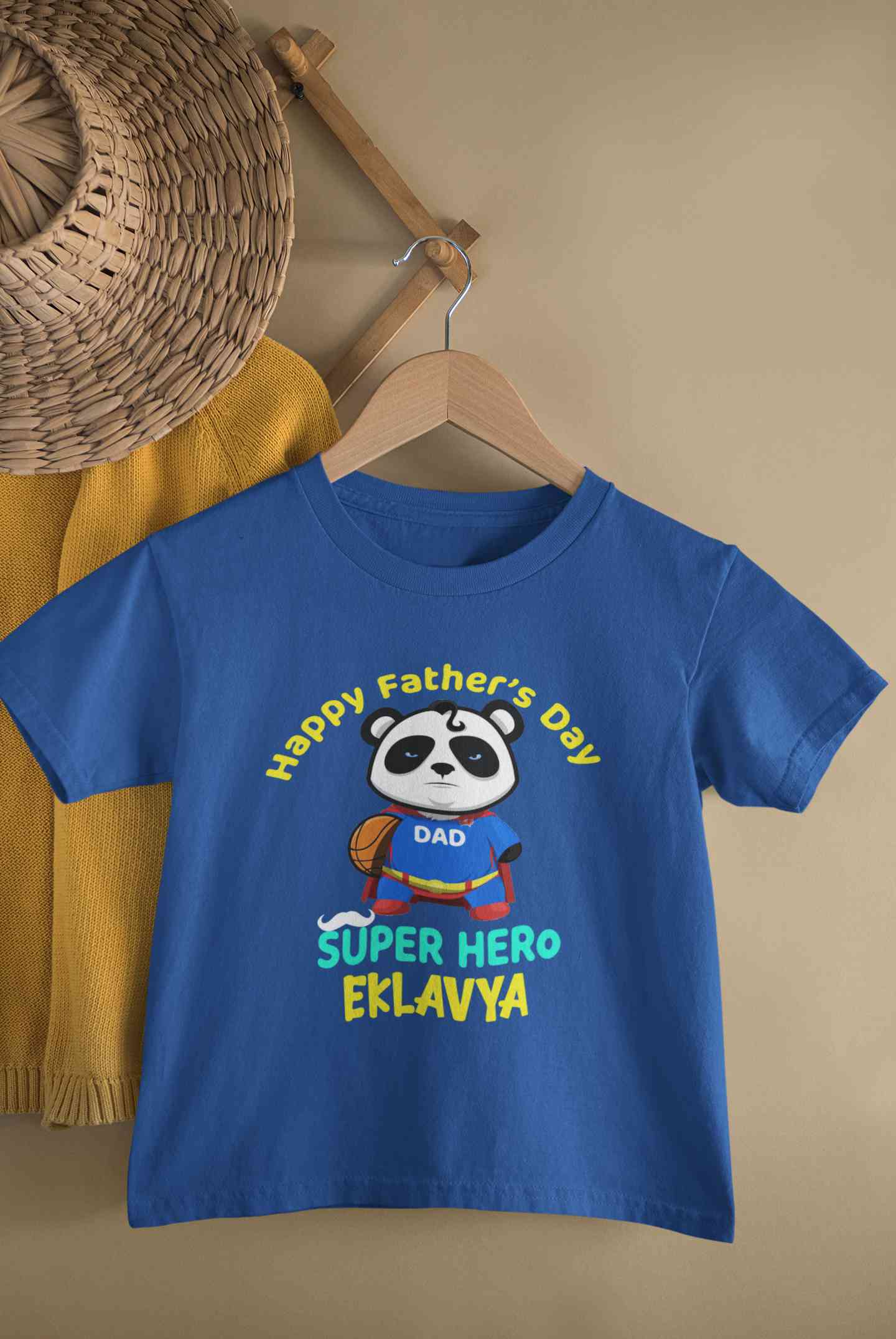 Custom Name Happy Fathers Day Super Hero Half Sleeves T-Shirt for Boy-FunkyTeesClub