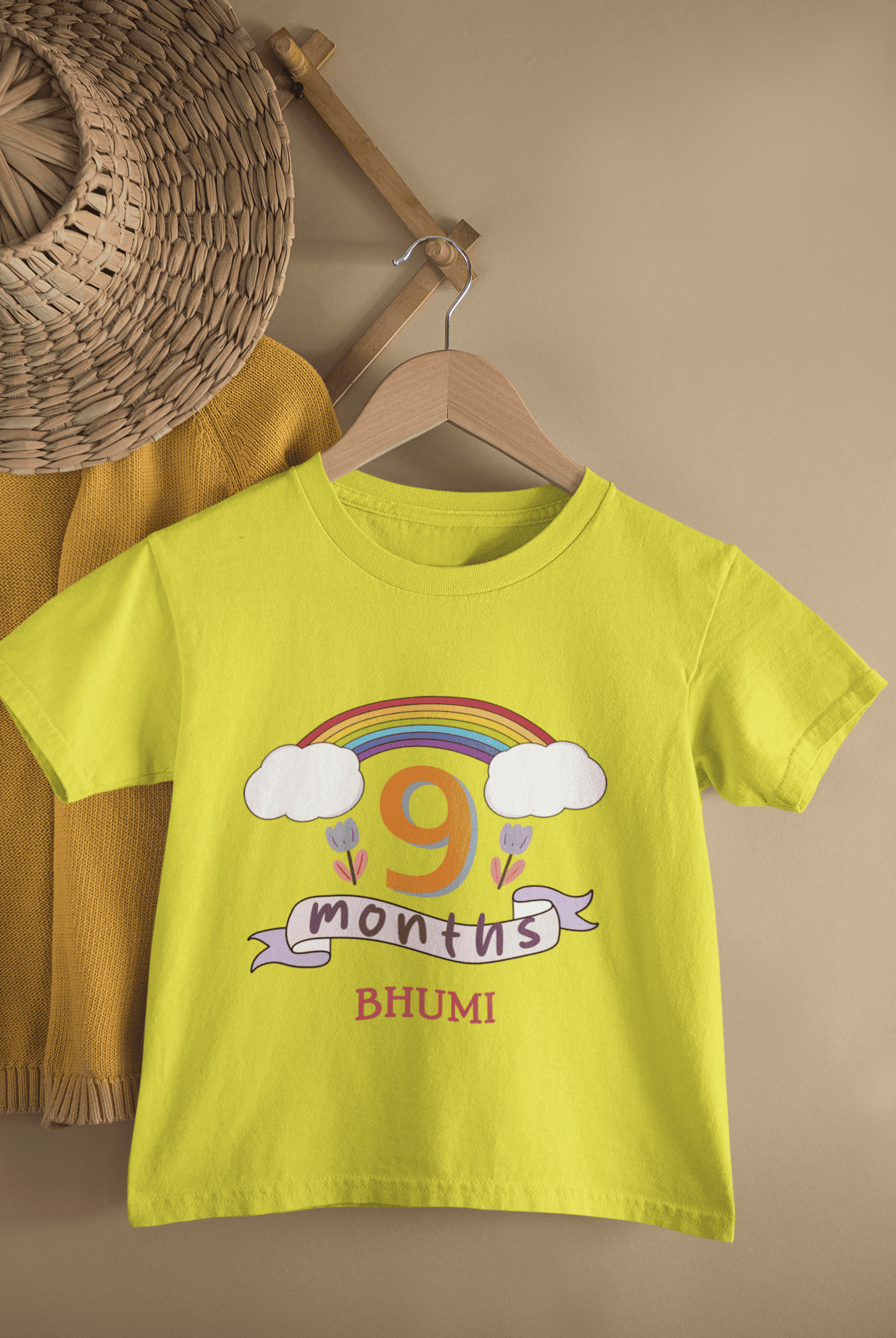 Custom Name Ninth Month Birthday Half Sleeves T-Shirt For Girls -FunkyTeesClub