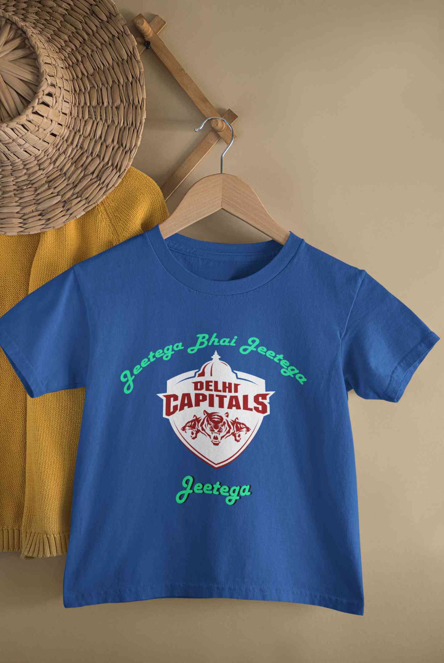 IPL Delhi Capitals Jeetega Bhai Jeetega DC Jeetega Half Sleeves T-Shirt for Boy-FunkyTeesClub