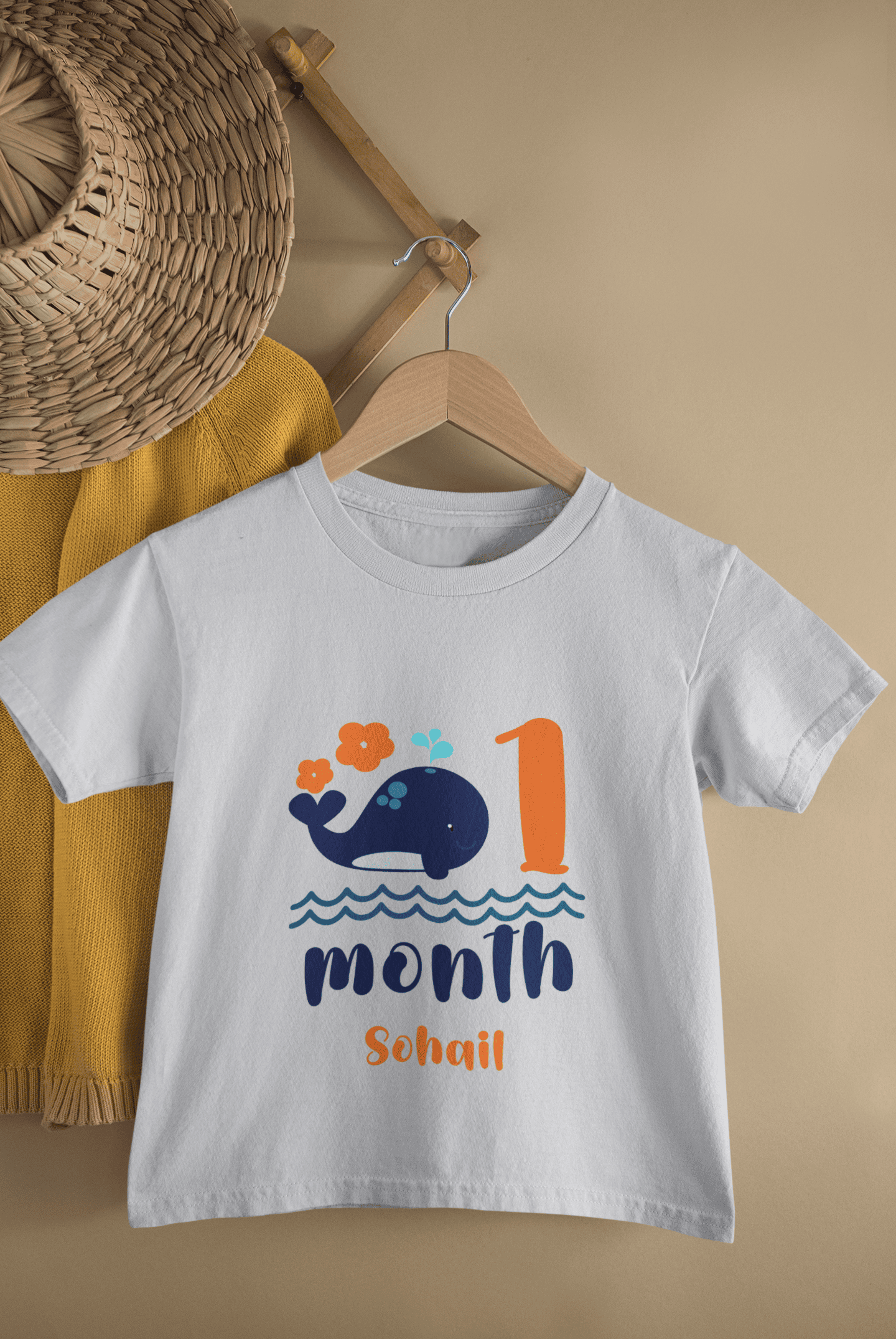 Custom Name First Month Birthday Half Sleeves T-Shirt for Boys -FunkyTeesClub