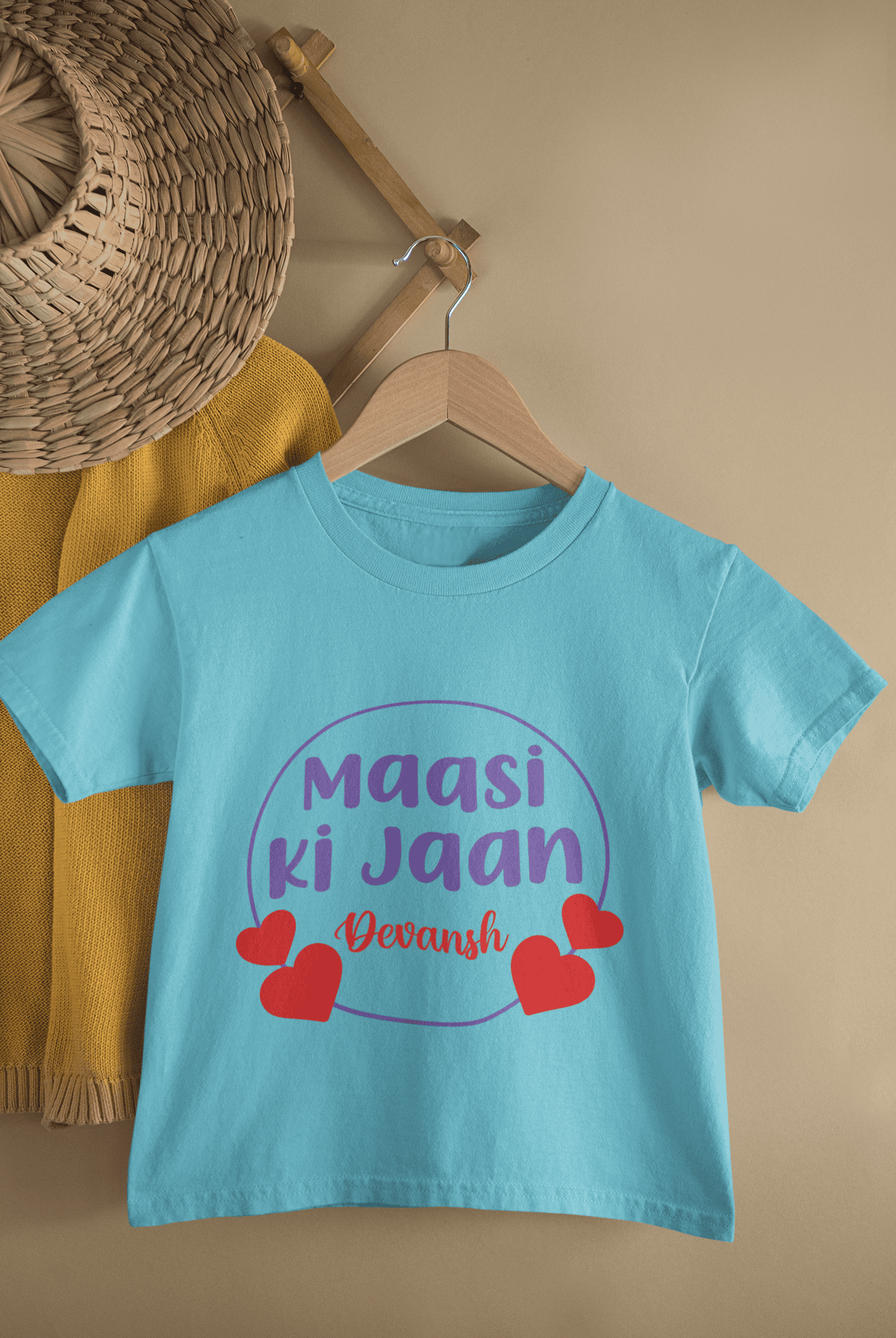 Custom Name Maasi Ki Jaan New Born Half Sleeves T-Shirt for Boys -FunkyTeesClub