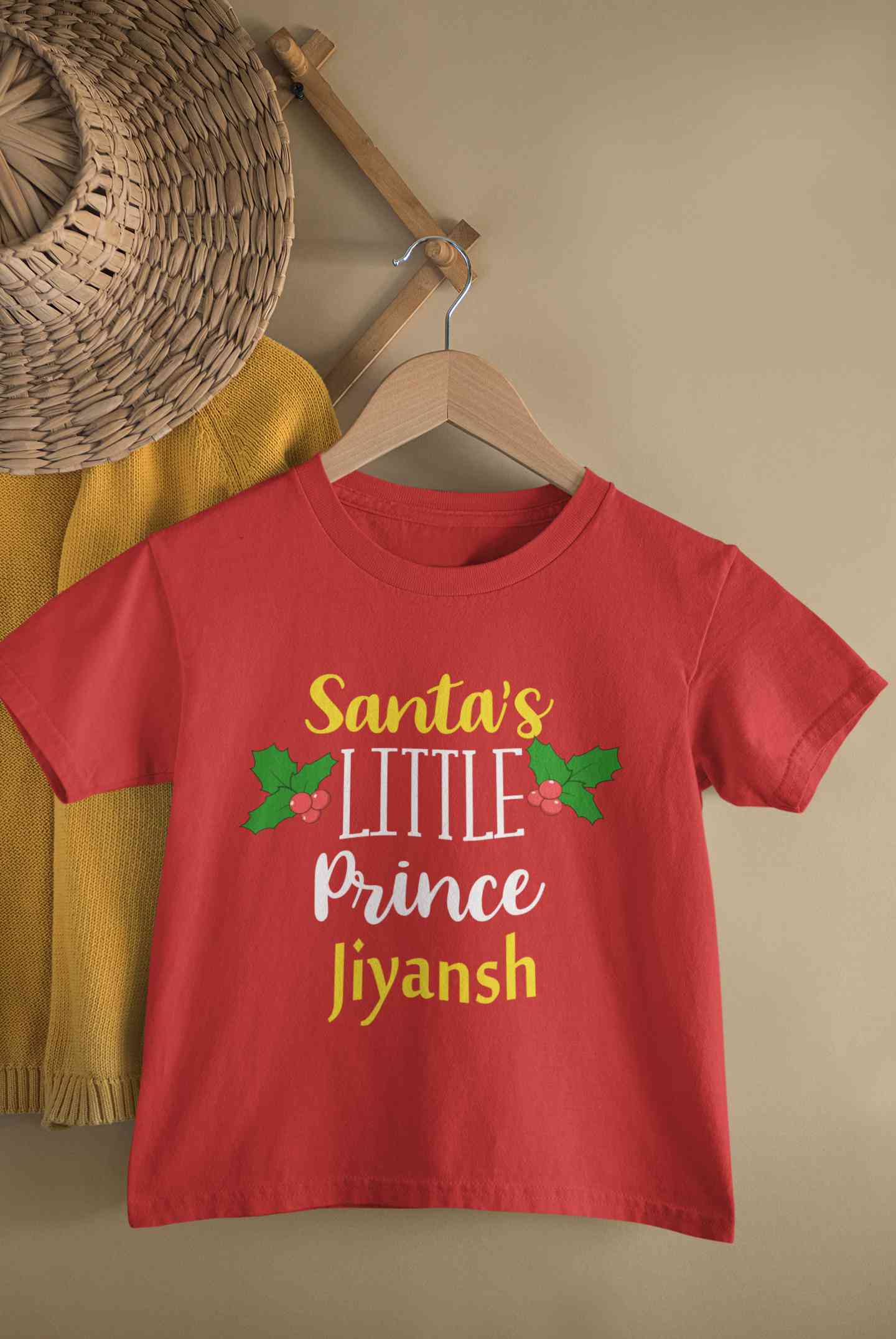 Customized Name Santas Little Prince Christmas Half Sleeves T-Shirt for Boy-FunkyTeesClub